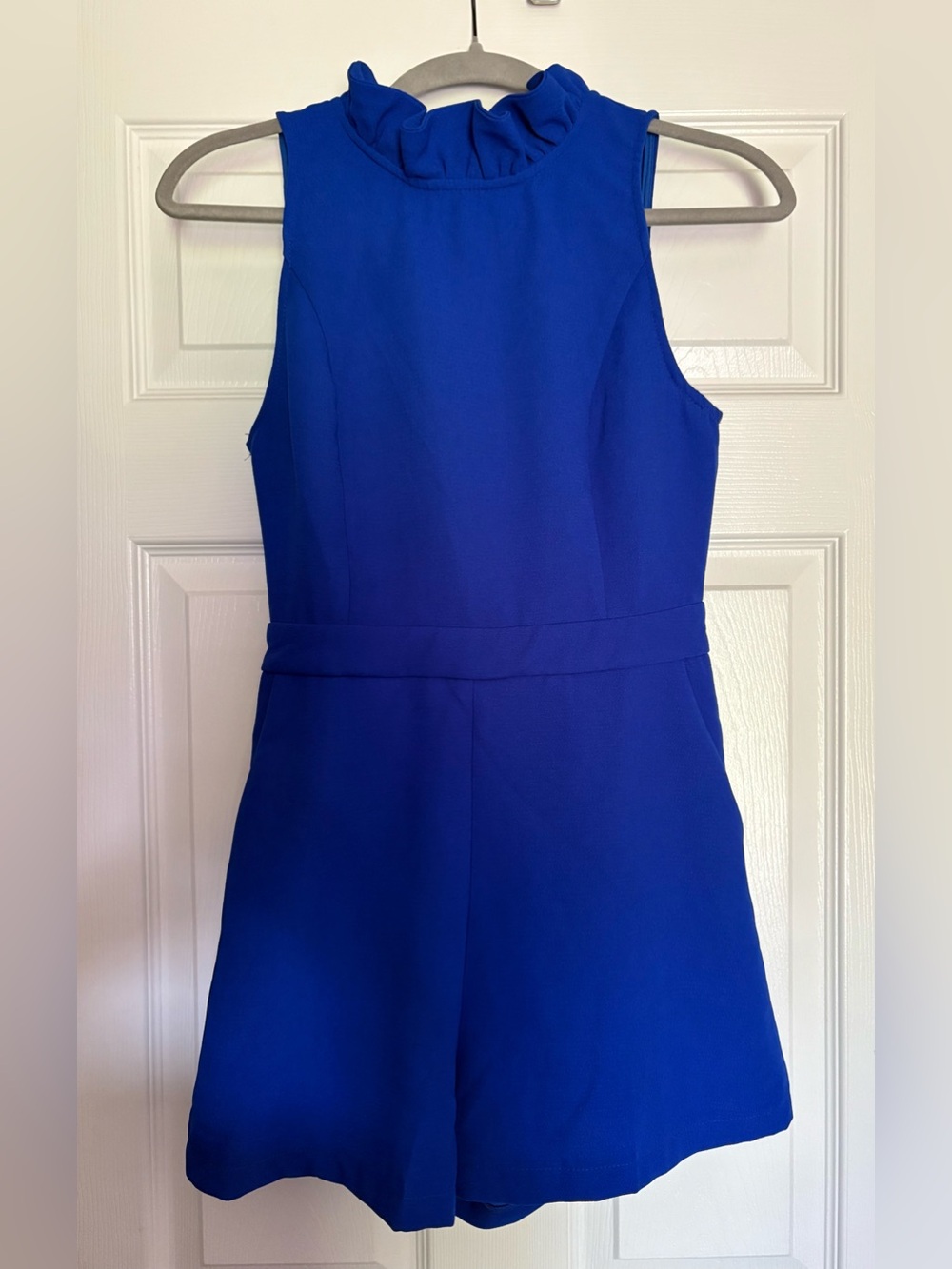 Royal Blue Sleeveless One-Piece Shorts Romper